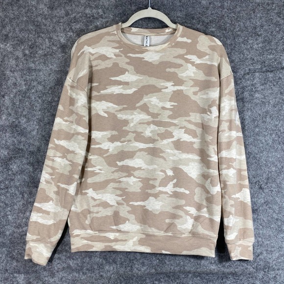 Athleta Camo Pullover XXS Cream Tan Sweatshirt Crew Neck Balance Long Sleeve - Picture 2 of 9